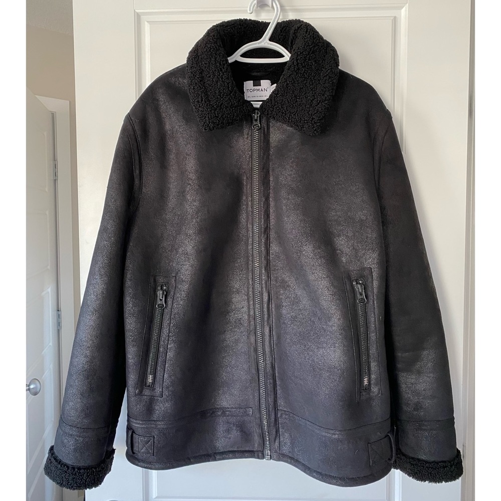 HP ⭐️ Men’s Topman Faux Sherpa Moto Bomber Jacket